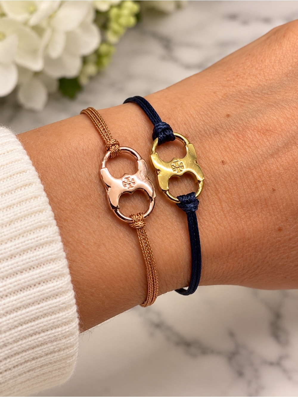 Tory Burch Gold and Rose Gold Horsebit Cord Bracelets - Women's Jewelry